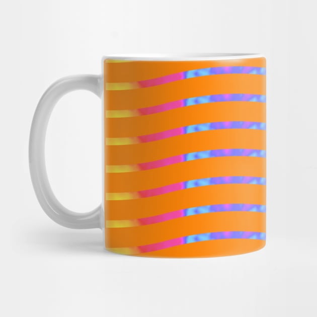 Wavy Lines Rainbow on Orange by ArtticArlo